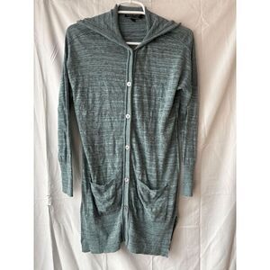Peruvian Connection Light Green Grey Thin Slouchy Cardigan Sweater Women Size XS